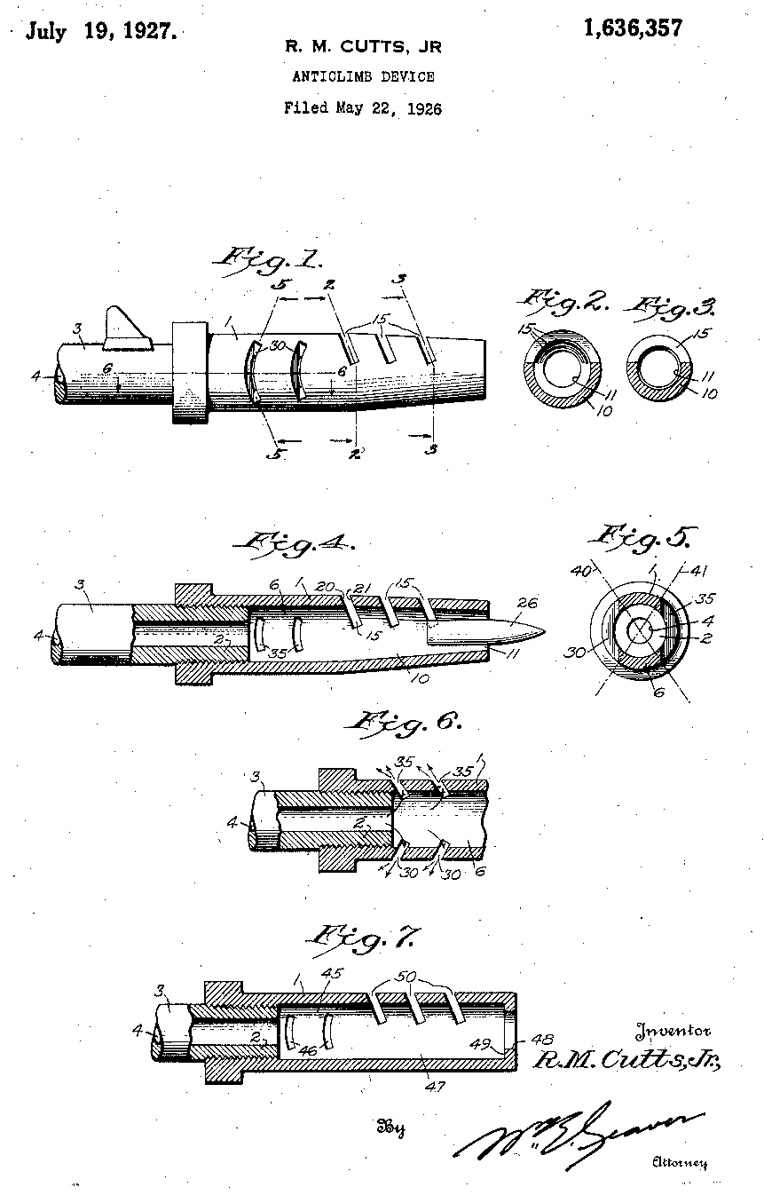 Diagrams from Cutts' Patent No. 1636357