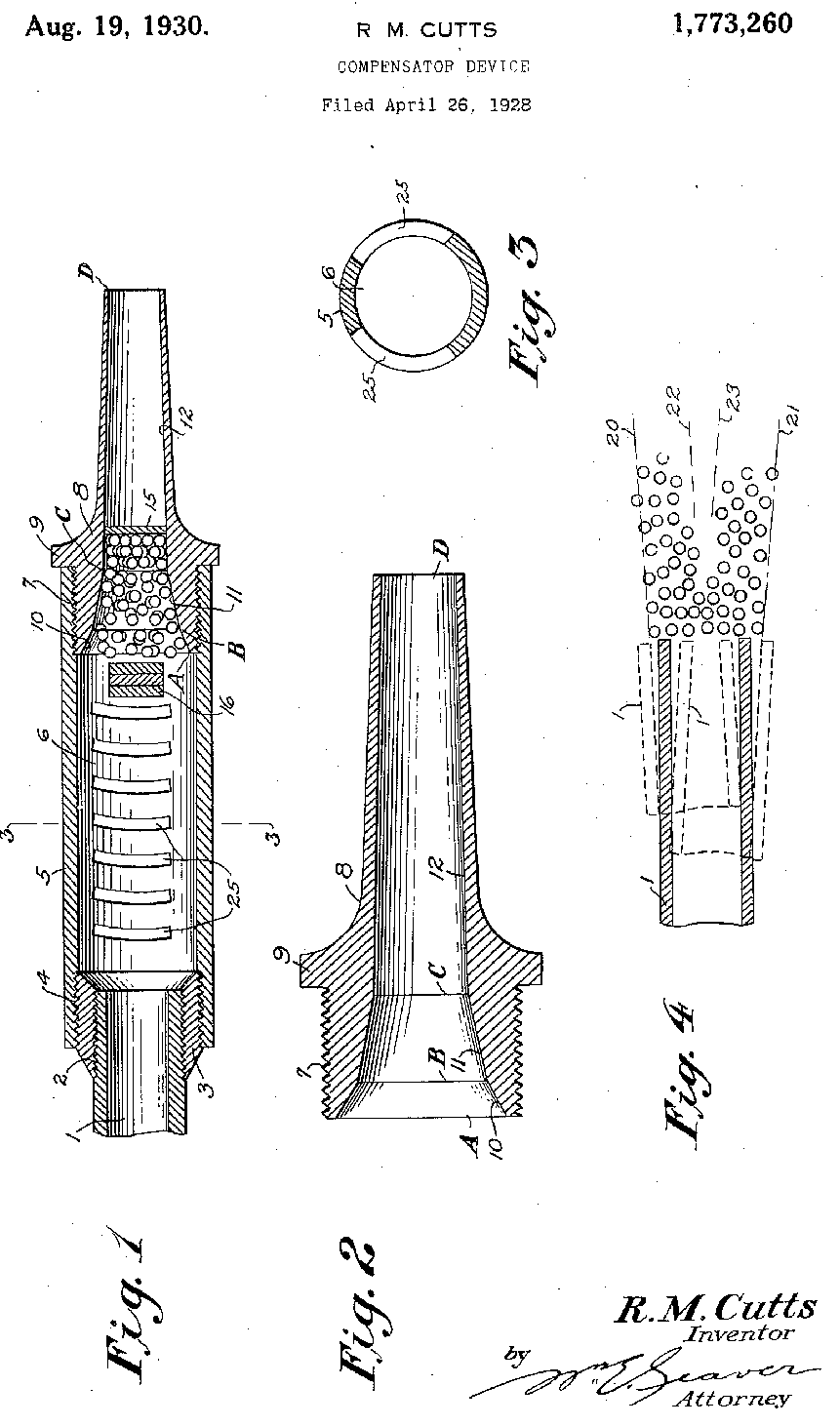 Diagrams from Cutts' Patent No. 1773260