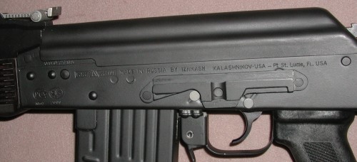AK108 receiver showing permanently attached scope mounting rail
