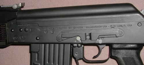 AK108 receiver showing permanently attached scope mounting rail