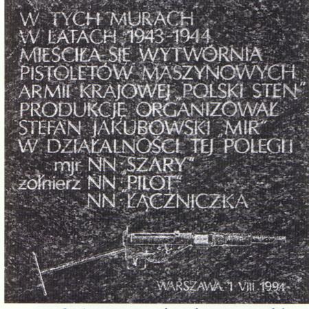 Memorial Plaque Commemorating Underground Sten Factory at Warsaw Royal Castle