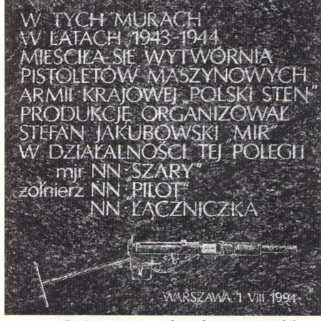 Memorial Plaque Commemorating Underground Sten Factory at Warsaw Royal Castle